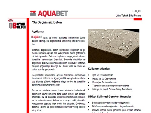 Aquabet Product Brochure